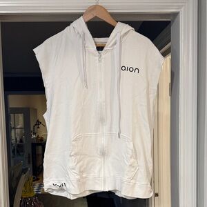 White Sleeveless Zip-Up Hoodie